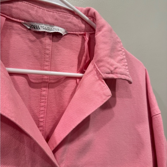 ZARA Oversized Pink Denim Shacket - Picture 4 of 6